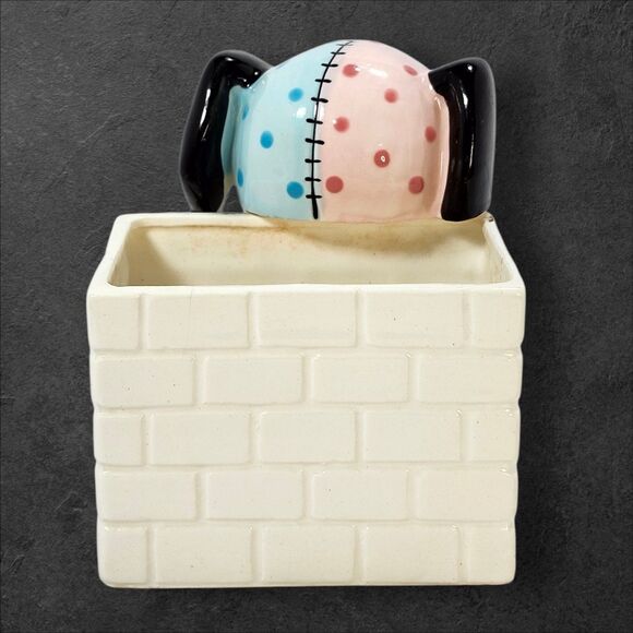 Vintage Napco K2222 Patchwork Puppy Planter Pink & Blue Ceramic Japan Transition - Picture 4 of 12